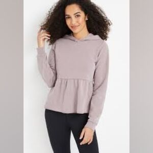 Maurices Muted Purple Lavender Hooded Sweatshirt with Ruffle Detail NWT XL